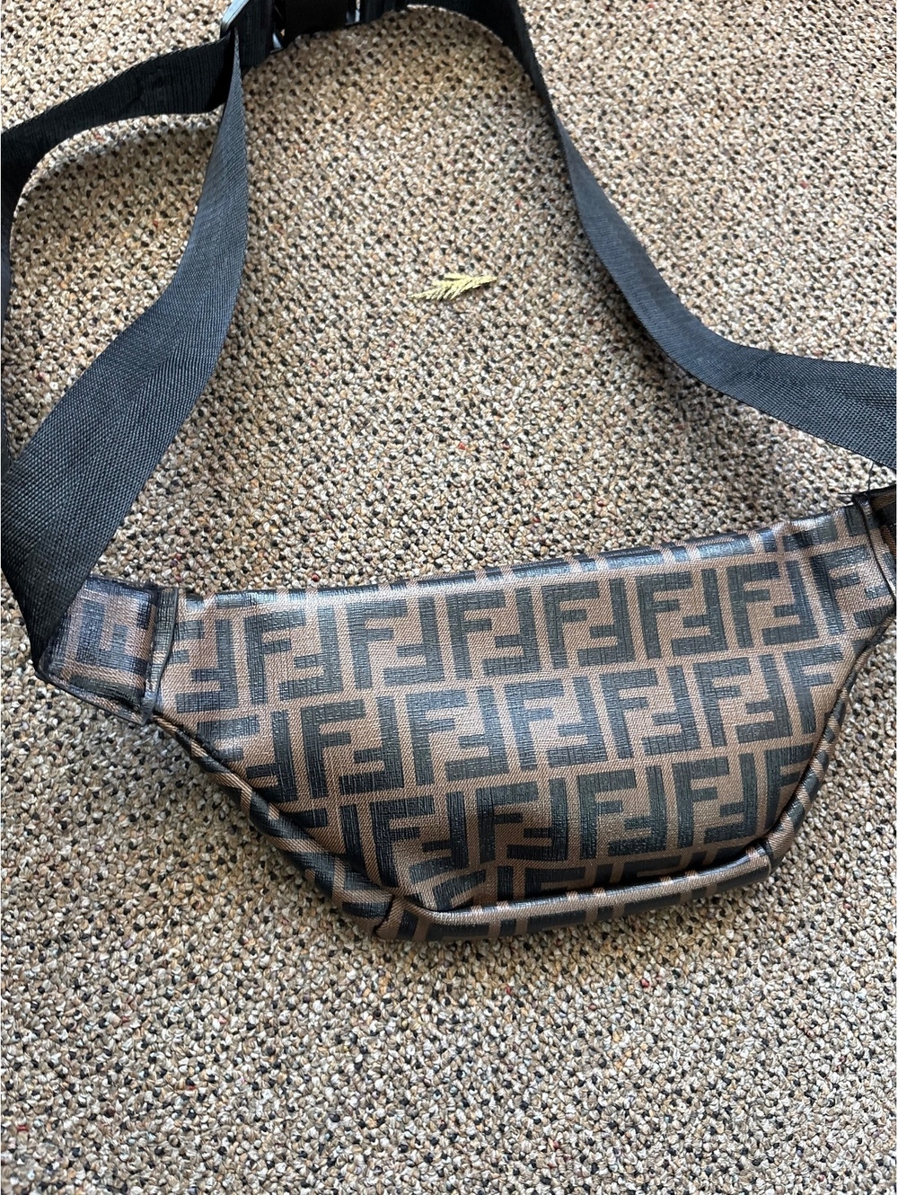 Fendi Brown and Black Logo Print Belt Bag